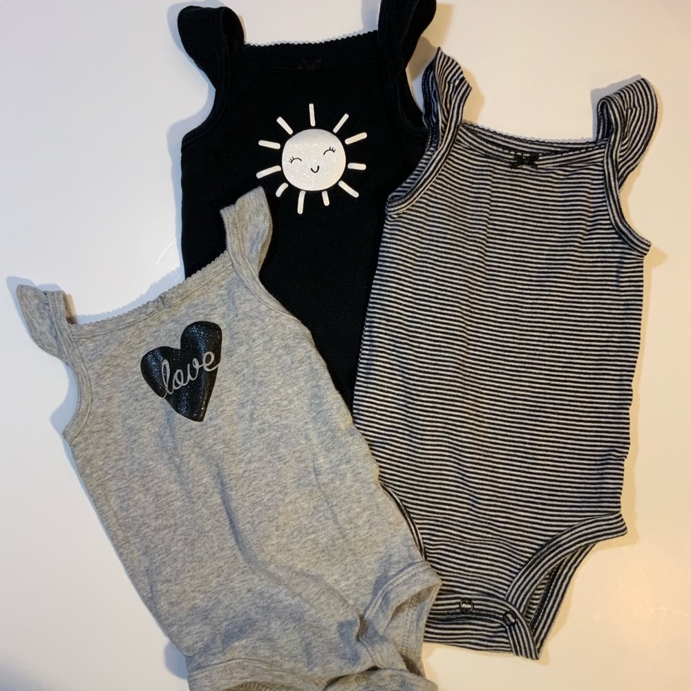 Carter's Infant Girls’ 3-Pc. Cap-Sleeve Bodysuits